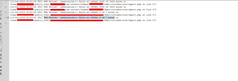 PHP Notice: unserialize(): Error at offset of bytes