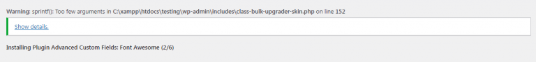 Warning: sprintf(): Too few arguments in \wp-admin\includes\class-bulk-upgrader-skin.php on line 152 | TGM Plugin Activation